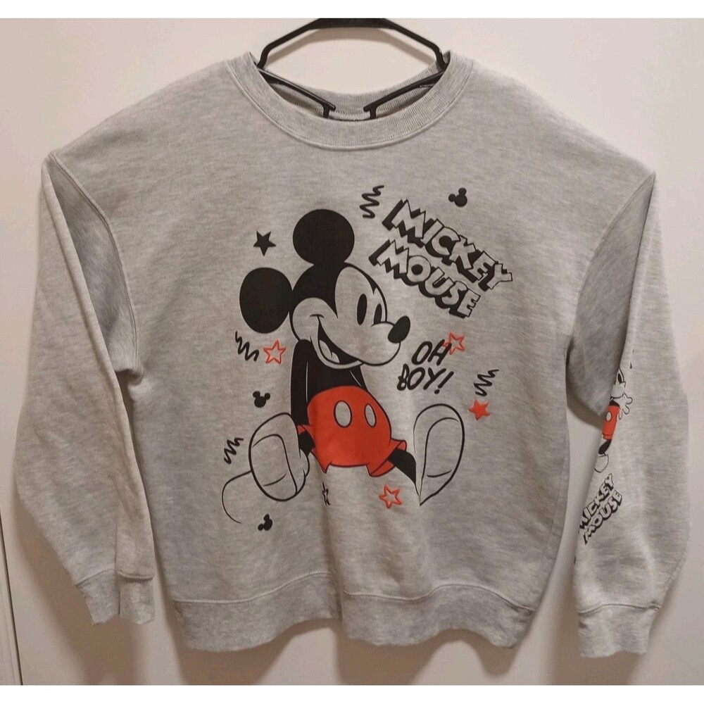 Disney Mickey Mouse "Oh Boy!" Youth Gray Sweatshirt Size L (12-14)